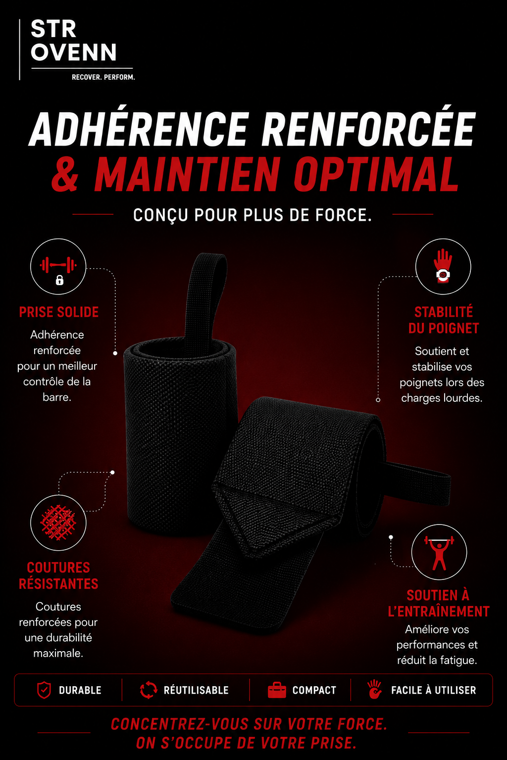 Bandes de Poignet Strovenn — Soutien & Performance Multi-Exercices