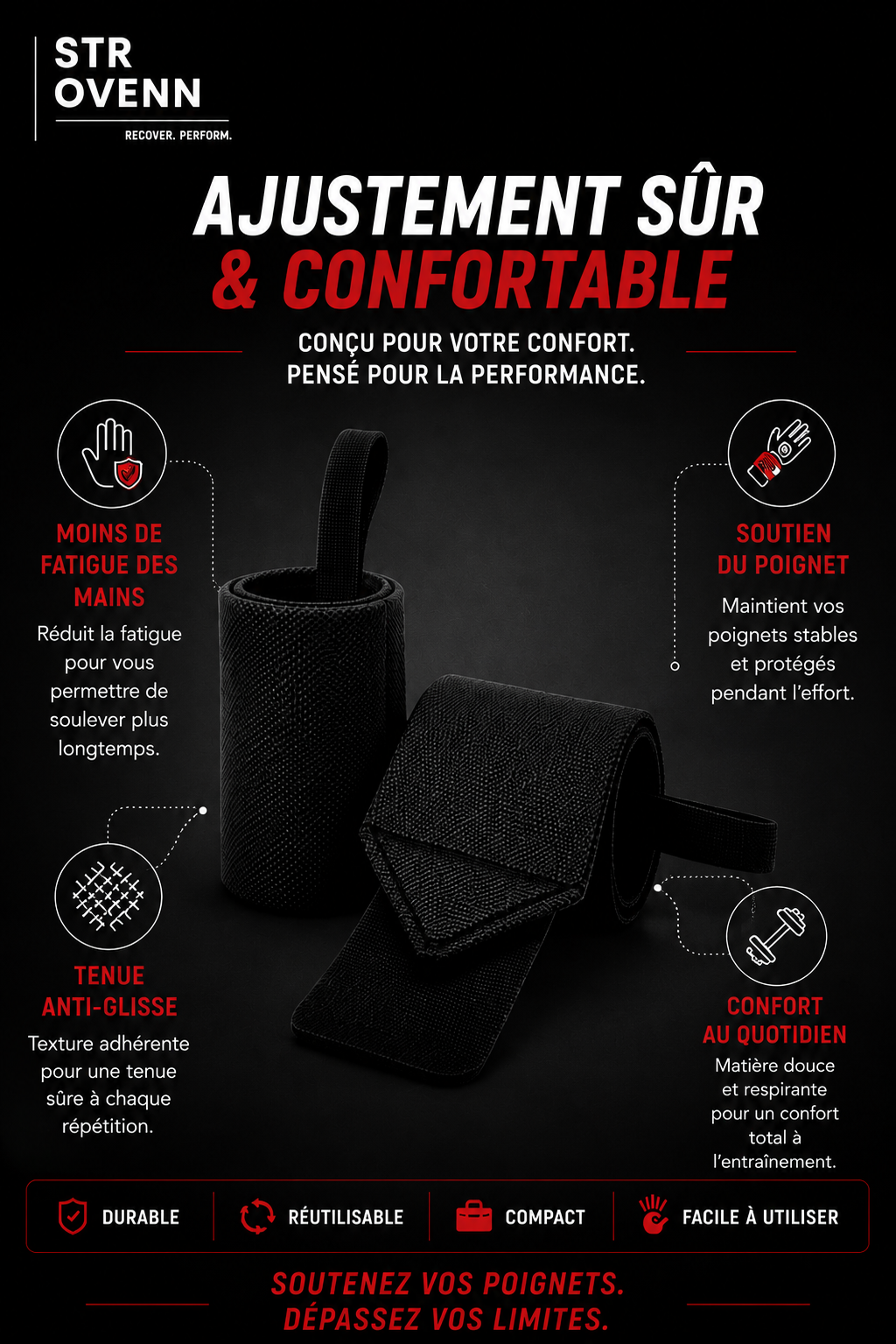 Bandes de Poignet Strovenn — Soutien & Performance Multi-Exercices